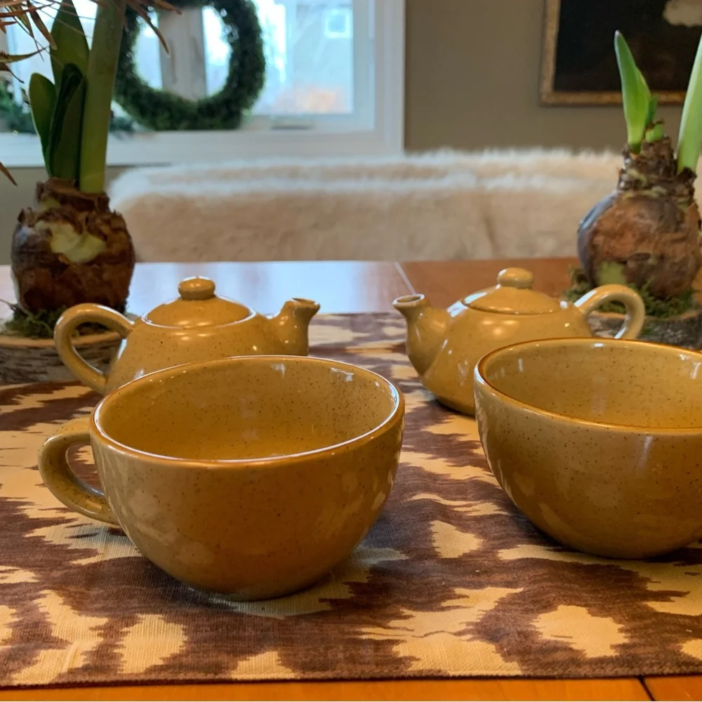 Pier 1 imports, stacking, stoneware, mug, and teapot set of two